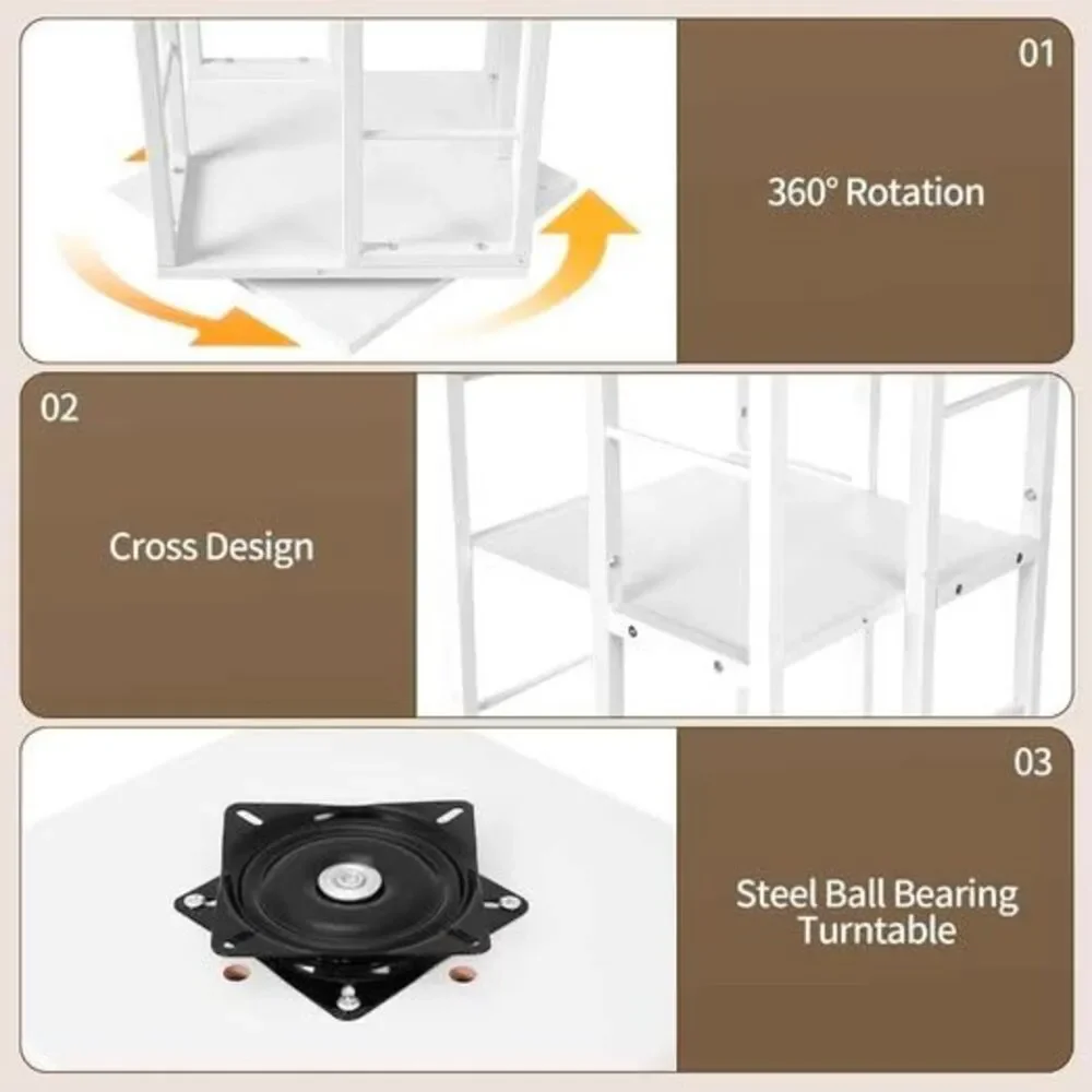 Rotating Bookshelf, 4-Tier 360 Revolving Bookcase Spinning Bookshelf